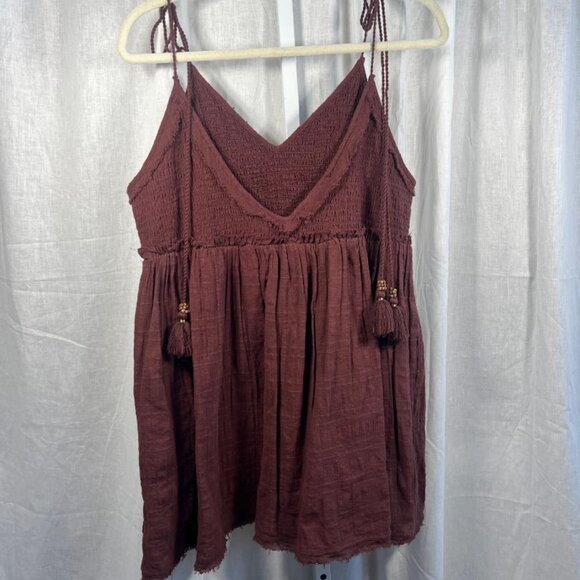 NWOT Free People Sundrenched Mini Dress in Faded Maroon - Size S - Picture 5 of 8